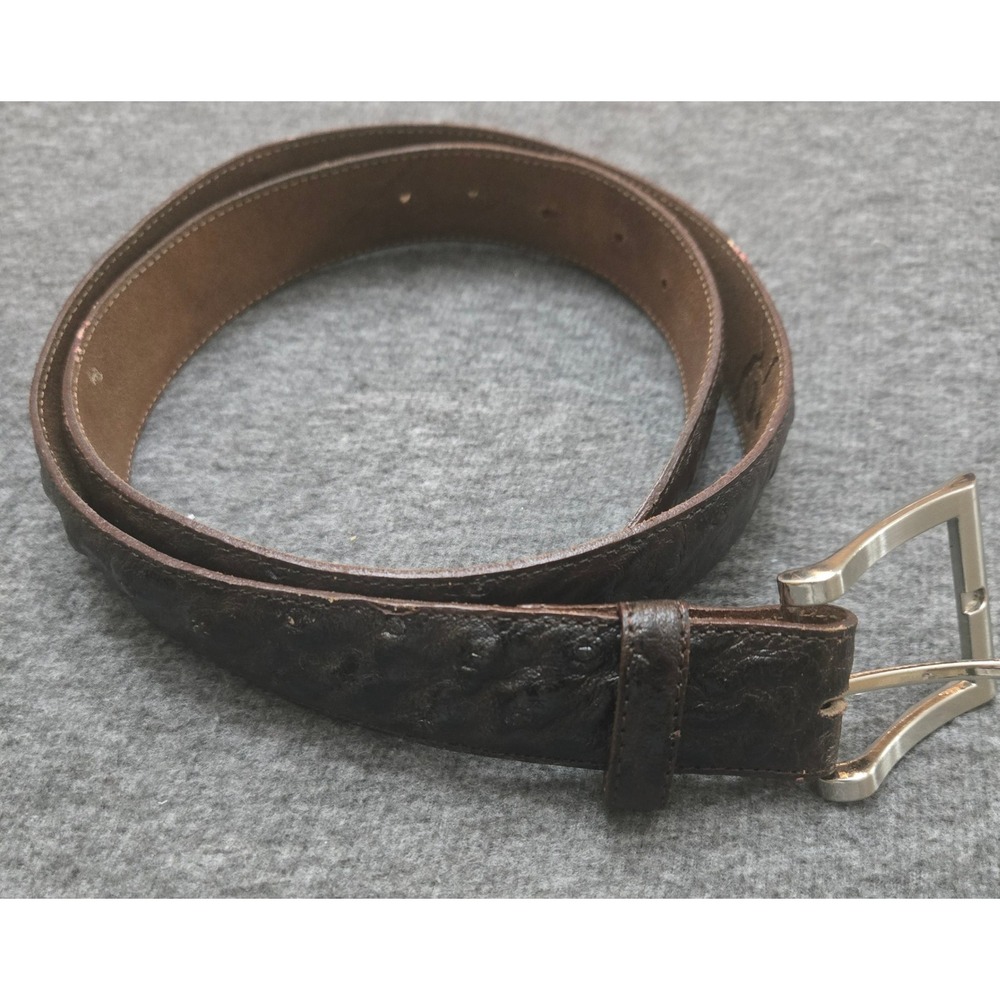 Veari Ostrich Embossed‎ Leather Belt Mens 38 Heritage Western Cowboy Exotic Skin
